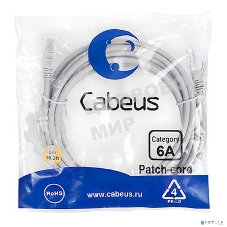 Шнур коммутационный Cabeus, cat.6a, неэкр., U/UTP, RJ45/RJ45, LSZH, AWG24, 5м, серый