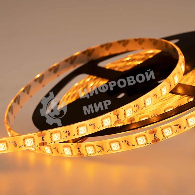 Лента светодиодная силикон, 10 мм, IP65, SMD 5050, 60 LED/m, 12 V, цвет свечения желтый