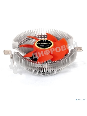 Кулер для процессора ExeGate EE80-PWM серебристый/красный, 90 мм, алюминий, 2400 об/мин, 24 дБ, 4 pin, 65 Вт, 50 мм
