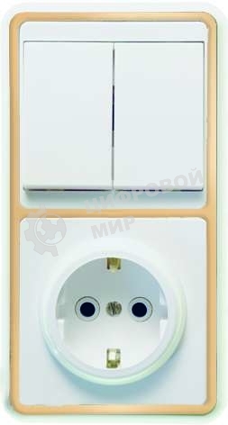 Блок Кунцево-Электро БКВР-032 Бэлла (2-кл. выкл. + розетка с заземл.) зол.