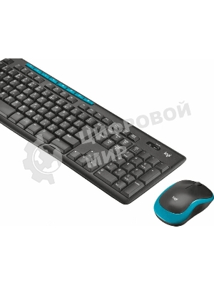Комплект клавиатура+мышь Logitech MK275 беспроводной, USB, 1000 DPI, голубой/чёрный