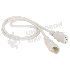 Шнур питания Lanmaster C13-C14, 3х0.75, 220В, 10А, белый, 5 метров