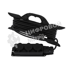 Удлинитель-шнур на рамке Rexant КГ 3х1.5, 10 м, 3 гнезда, морозостойкий, с/з, 16 А, 3500 Вт, IP44 (Сделано в России)