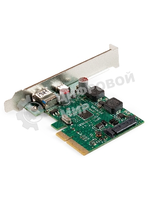 Контроллер ExeGate EXE-313-1A1C (PCI-E x4 v3.0, USB3.2 Gen2 1xType-A + 1xType-C ext., SuperSpeed+ скорость до 10 Гбит/с, разъем доп.питания, ASMedia Chipset ASM3142)