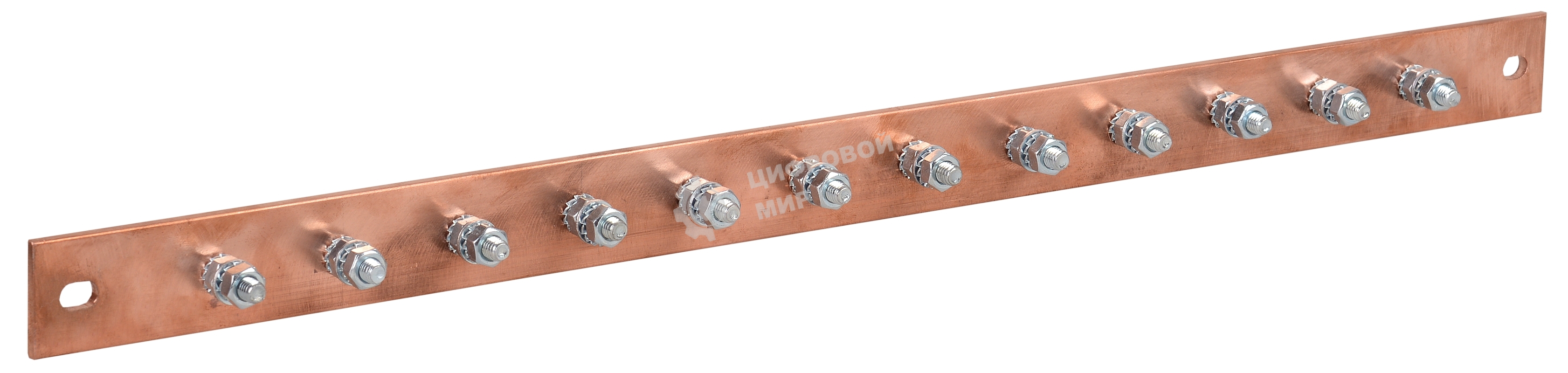 Шина заземл. 483х25x3мм медь ШМТ М1 12 точек подключ. М6 ITK