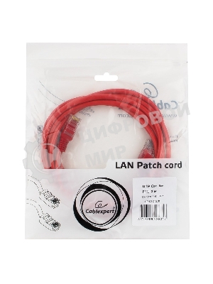 Патч-корд UTP Cablexpert cat.5e, 2м, литой, многожильный, красный