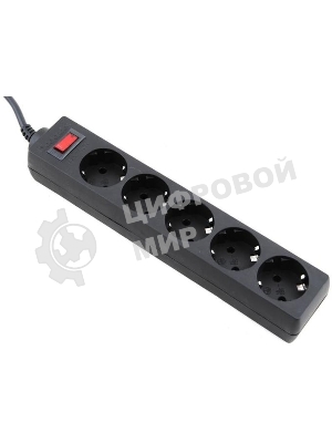 Сетевой фильтр Defender ES, 1.8 м, 5 розеток, черный