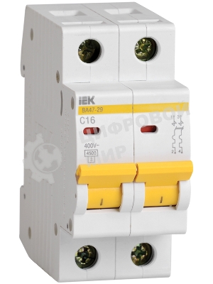 Выключатель автоматический модульный 2п C 25А 4.5кА ВА47-29 IEK MVA20-2-025-C