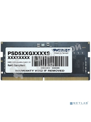 Оперативная память Patriot, DDR5, 8GB (1x8 GB), 4800 MHz, CL40, SO-DIMM