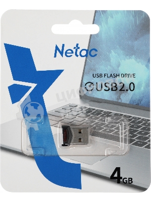 Флешка USB Netac UM81 (NT03UM81N-004G-20BK), 4Gb, USB 2.0, R/W 30/10, черный/красный
