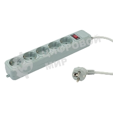 Сетевой фильтр PC Pet AP01006-5-GR 5 м, 5 розеток, серый