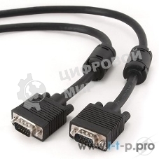 Кабель Gembird/Cablexpert VGA Premium, 15M/15M, 5.0м,черный,тройной экран, феррит.кольца