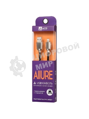 Кабель USB ACD-Allure Lightning - USB-A Кожа, 1м, черный