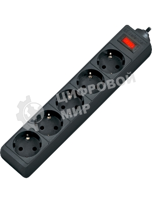 Сетевой фильтр Defender ES, 1.8 м, 5 розеток, черный