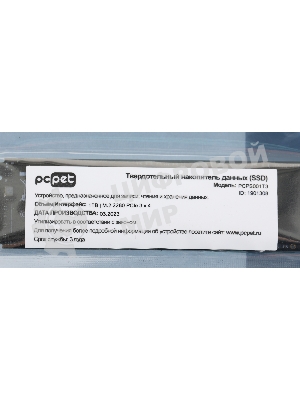 Накопитель SSD PC PET PCPS001T3, 1Tb, PCIe 3.0 x4, M.2 2280, NVMe, R/W 2000/1600