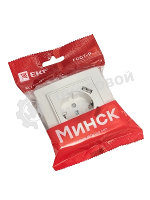 Розетка 1-местная СП с/з 16А белая с защ. штор. с 2 USB 2,1А EKF Минск