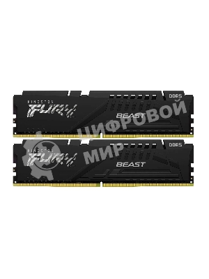 Оперативная память Kingston Fury Beast, DDR5, 32GB (2x16GB), 5600MHz, CL36, DIMM, с радиаторами, черный