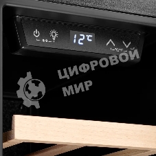 Винный шкаф Kuppersberg RSW 81, отдельностоящий, High-Tech, объем 45 л, вместимость 12 бутылок, диапазон температуры 5-20 градусов, механическое открытие двери, 5 полок из бука, LCD дисплей, уровень шума 38 дБ, черный
