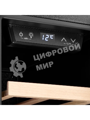 Винный шкаф Kuppersberg RSW 81, отдельностоящий, High-Tech, объем 45 л, вместимость 12 бутылок, диапазон температуры 5-20 градусов, механическое открытие двери, 5 полок из бука, LCD дисплей, уровень шума 38 дБ, черный