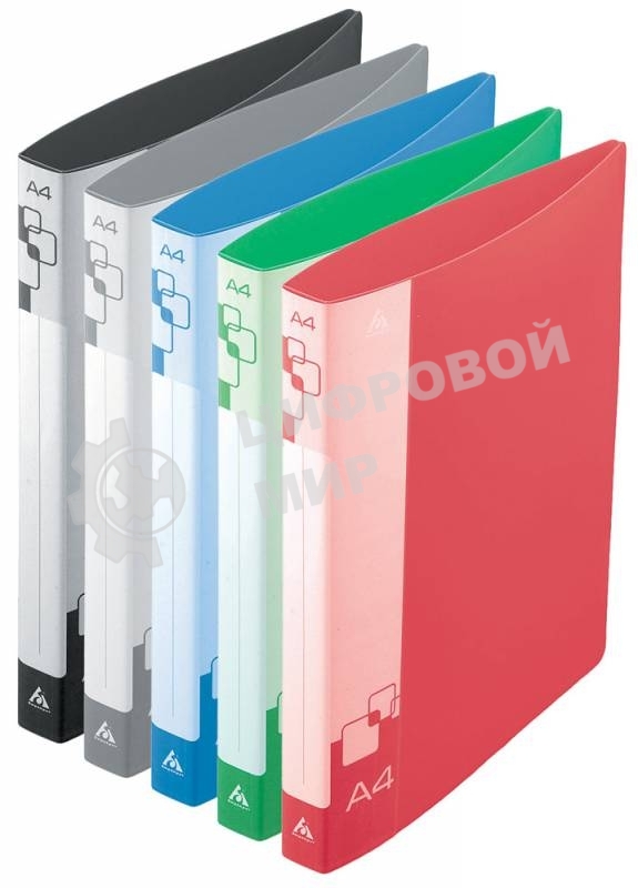 Папка на 4-х кольцах Бюрократ -0827/4R A4, пластик, 0.7мм корешок 27мм, внутренний и торцевой карман, ассорти