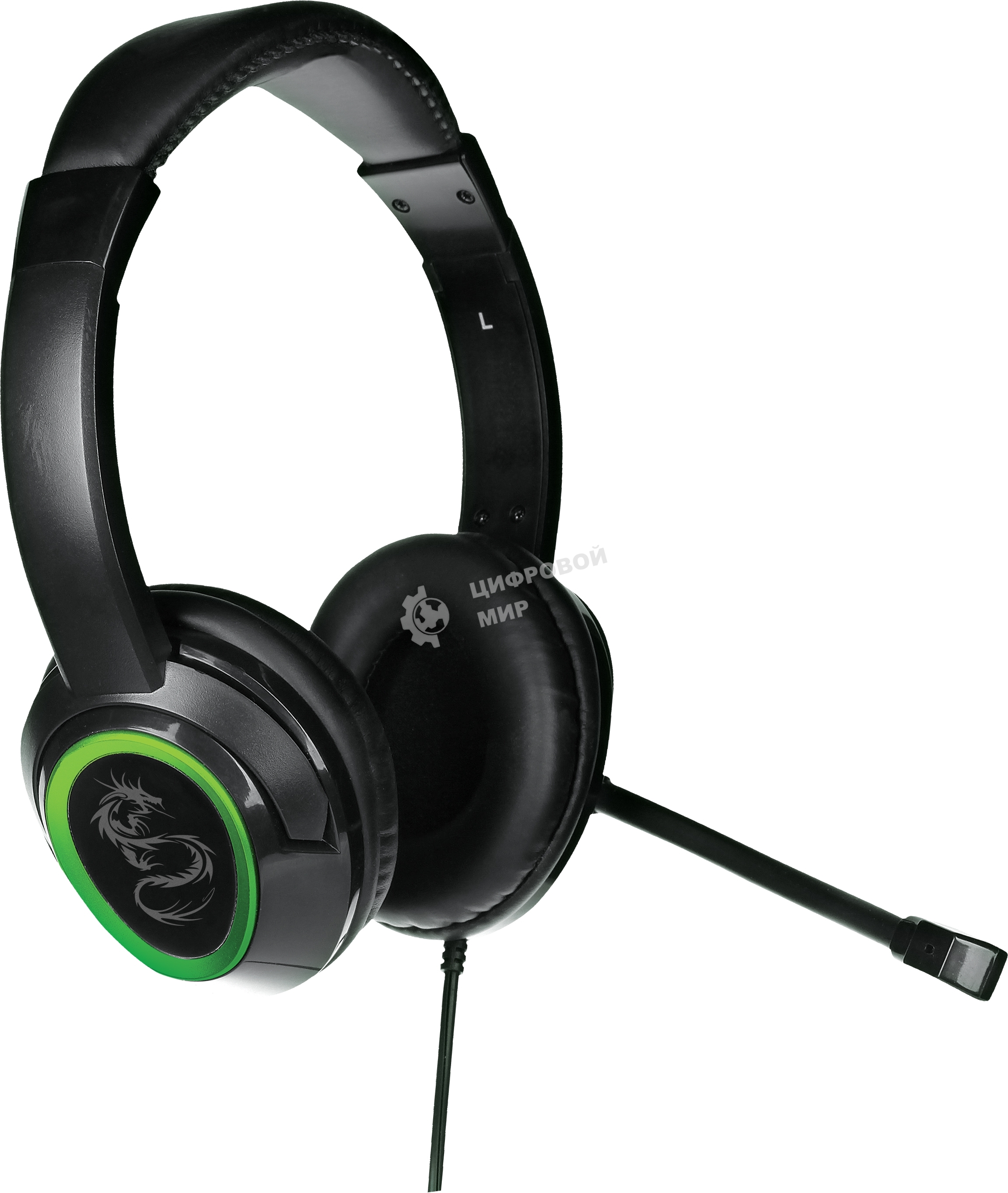 Гарнитура QUMO Dragon War Flex зелёный/чёрный, проводная, 3.5 мм