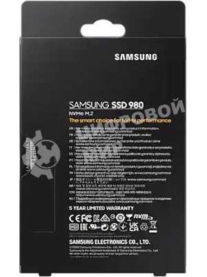 Накопитель SSD Samsung 980, 1000Gb, PCIe 3.0 x4, M.2 2280, NVMe, R/W 3500/3000