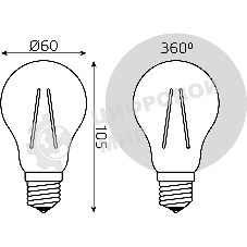 Лампа светодиодная филаментная Gauss Filament 18Вт цок.:E27 груша св.свеч.бел.нейт. (упак.:10шт)