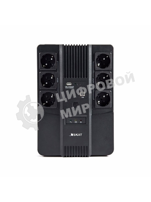Источник бесперебойного питания SKAT-UPS 800 AI ИБП 220В 480Вт 1 АКБ 9А.ч внутр. меандр. стаб-ция напр-я. 6 выходов Бастион 452