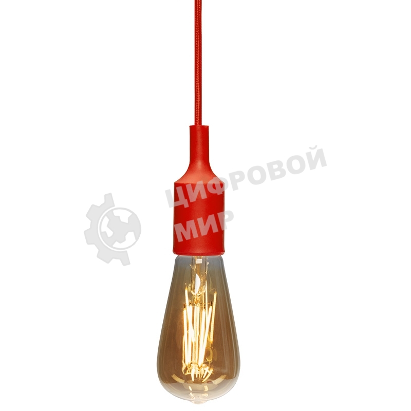 Патрон E27 Rexant силиконовый со шнуром 1 м красный