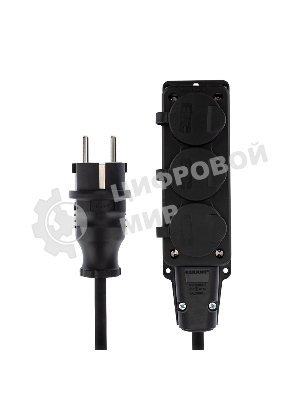 Удлинитель-шнур на рамке Rexant КГ 3х1.5, 10 м, 3 гнезда, морозостойкий, с/з, 16 А, 3500 Вт, IP44 (Сделано в России)