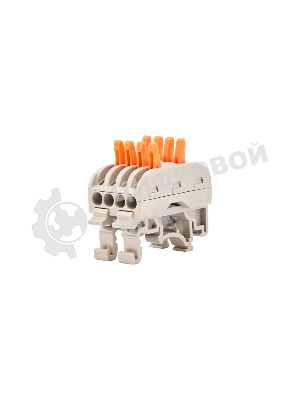 Клемма соединительная Rexant многоразовая проходная 4-полюсная, с креплением на DIN-рейку (0,08-4 мм²) серый (50 шт./уп.)