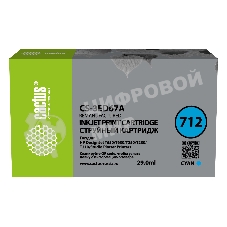 Картридж струйный Cactus CS-3ED67A 712 голубой (29 мл) для HP DJ T230/630