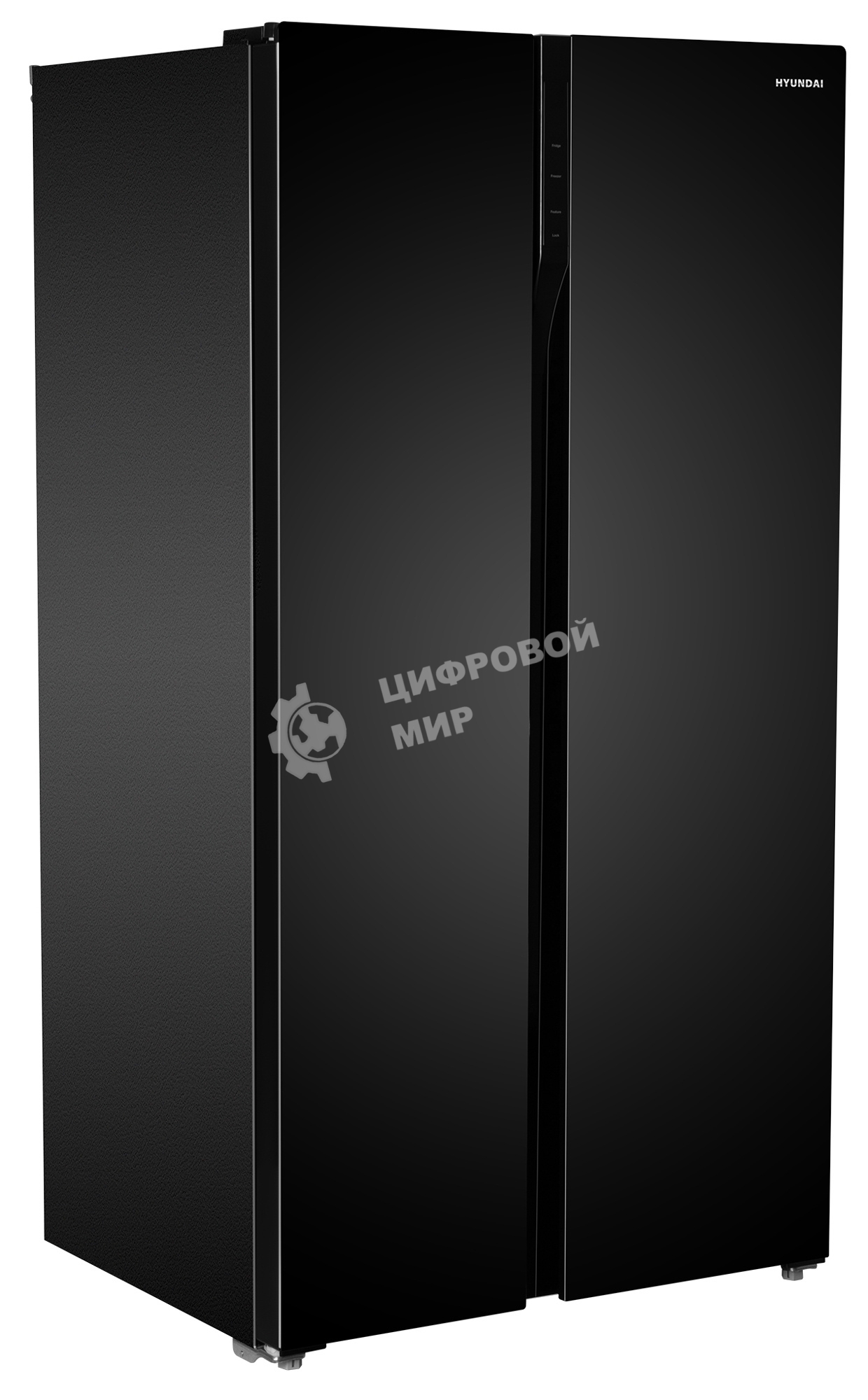 Холодильник Hyundai CS6503FV черное стекло двухкамерный 407/205л морозилка сбоку, No Frost, Side by Side