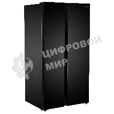 Холодильник Hyundai CS6503FV черное стекло двухкамерный 407/205л морозилка сбоку, No Frost, Side by Side