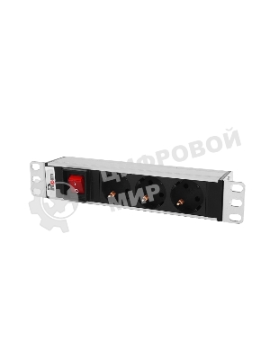 Блок розеток ЦМО Rem-10 без шнура с выкл., 3 Schuko, вход IEC 60320 C14, 10A, алюм., 10