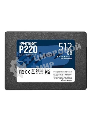 Накопитель SSD Patriot P220, 512Gb, SATA III, 2.5