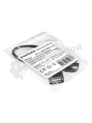 Удлинитель USB 2.0 ExeGate EX-CC-USB2-AMAF-0.15L (Am/Af, угловой 90-градусный коннектор (горизонтальный левый), 0,15м)