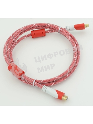 Кабель HDMI Ver.1.4 Red jack HDMI19 (m)/HDMI19 (m) 1.8м феррит.кольца позолоченные контакты