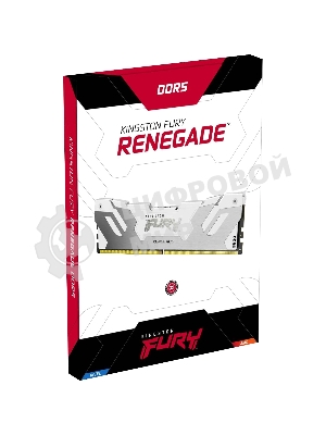 Оперативная память Kingston Fury Renegade, DDR5, 64Gb (2x32Gb), 6400MHz, CL32, радиатор, белый