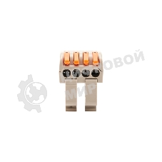 Клемма соединительная Rexant многоразовая проходная 4-полюсная, с креплением на DIN-рейку (0,08-4 мм²) серый (50 шт./уп.)