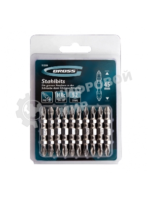 Набор бит двухстор. Gross PH2-PH2х45мм, сталь S2, 10шт.