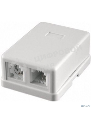 Розетка телефонная TA-102 RJ-11 (6P4C) внешняя 2 порта, белый