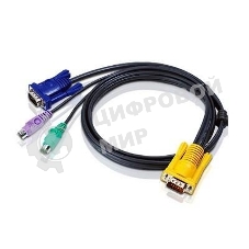 Кабель ATEN KVM Cable 2L-5206P -Кабель для KVM: 2xPS/2(m)+DB15(m) (PC) -на- SPHD15(m) (KVM), 6м