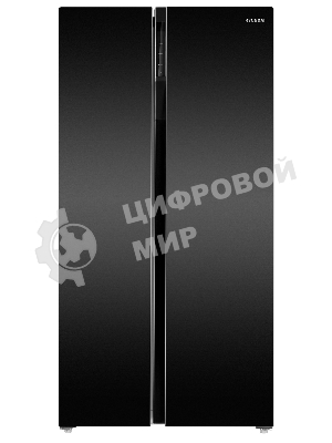 Холодильник Hyundai CS6503FV черное стекло двухкамерный 407/205л морозилка сбоку, No Frost, Side by Side
