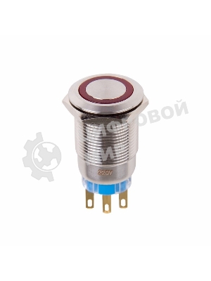 Кнопка антивандальная Rexant Ø19 250В Фикс (5с) ON-OFF/OFF-ON подсв/красная (в упак. 1шт.)
