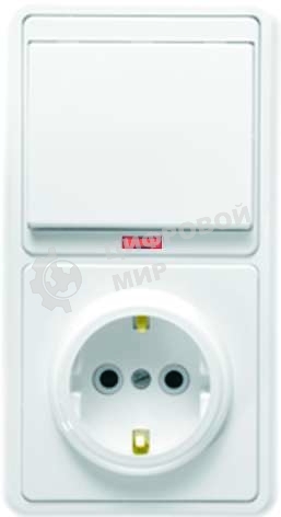 Блок Кунцево-Электро БКВР-056 Бэлла (1-кл. выкл. с подсветкой + розетка с заземл.) белый