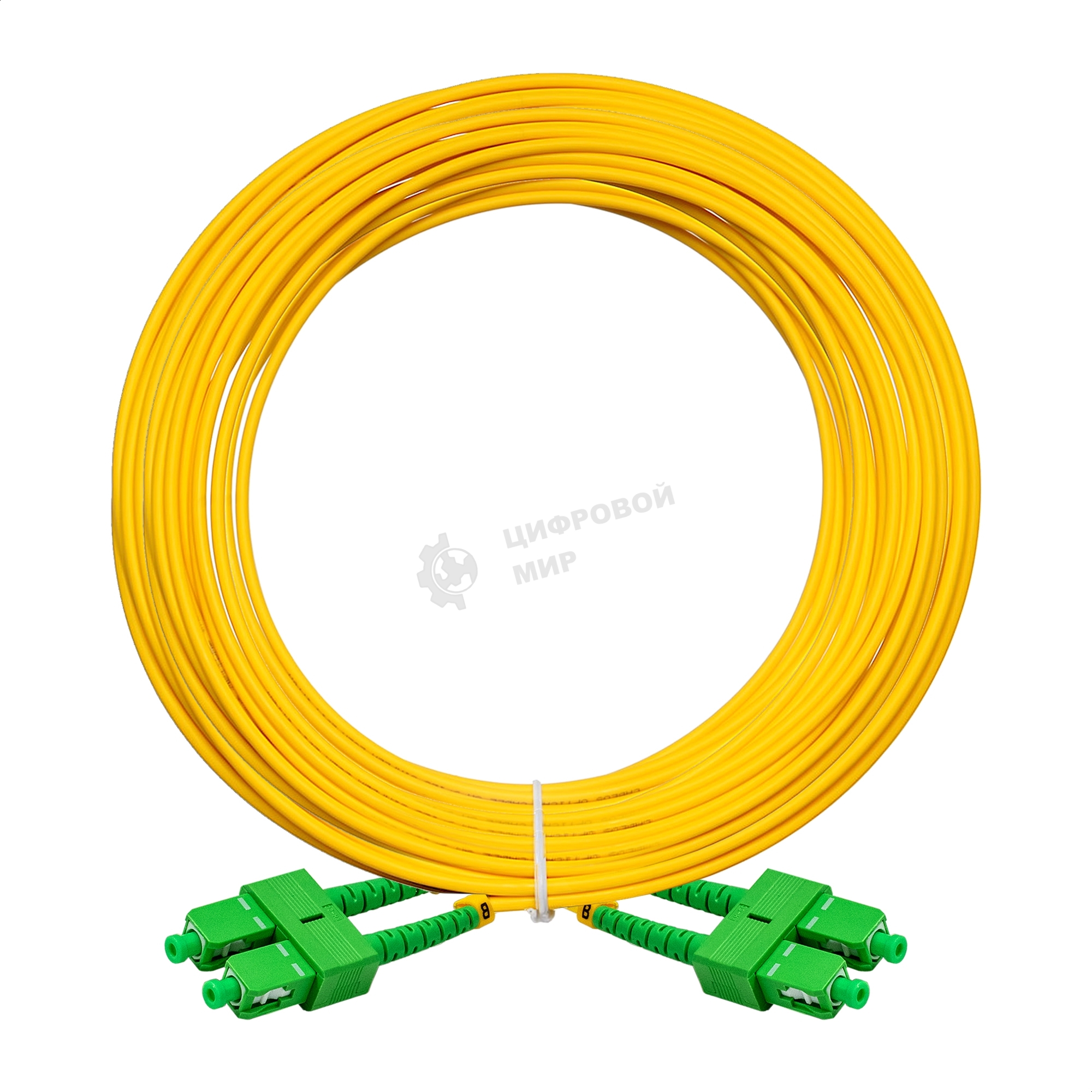 Патч-корд волоконно-оптический ExeGate FC-D-9-SC/APC-SC/APC-15M-LSZH (Шнур ВО SM 9/125 (OS2/G.652.D), SC/APC-SC/APC, Duplex, LSZH, 15м)