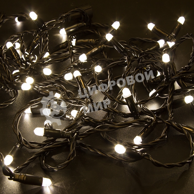 Гирлянда Neon-night Нить 10м, постоянное свечение, черный ПВХ, 24В, теплый белый