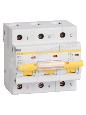 Выключатель автоматический IEK MVA40-3-063-C ВА 47-100 3Р 63А 10 кА х-ка С IEK