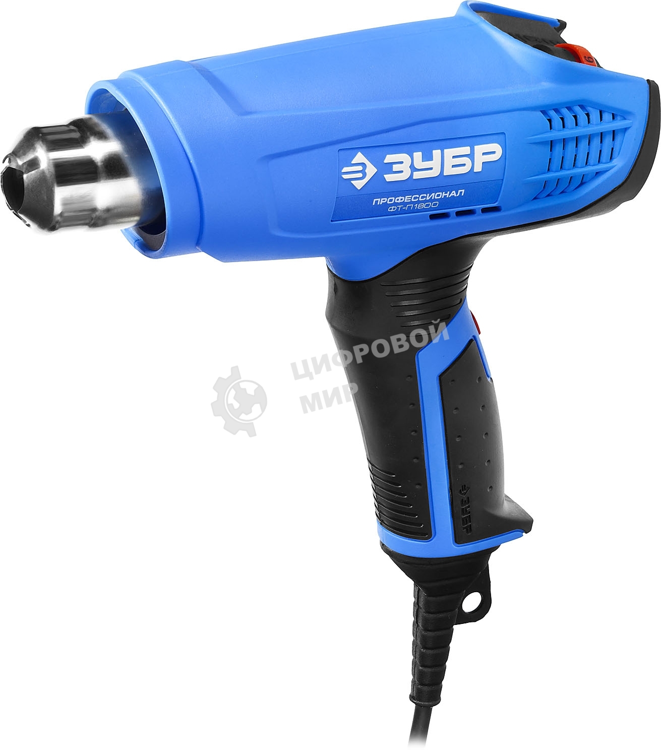 Фен технический (строительный), Зубр Профессионал ФТ-П1800, керам. изолятор, электр. регул. темп-ры, 2 режима: 80-550град, 350/550 л/мин, 1800Вт